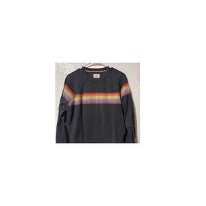 Marine Layer Anytime Sweatshirt Rainbow Stripe Washed Black Womens Medium